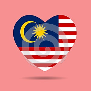 I love Malaysia, Malaysia flag heart vector illustration