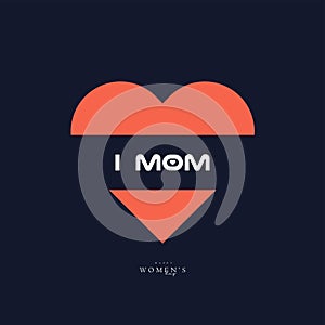 I Love mom text on the center of heart,The International Women Day with hearts banner. Hearts shapes for Women Day banner