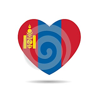 I love Mongolia , Mongolia flag heart vector illustration isolated on white background