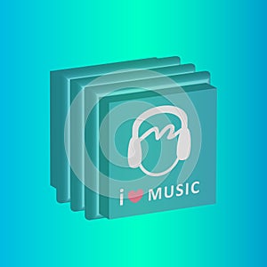 I love music cd boxes vector