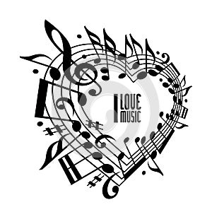 I love music concept, black and white design.