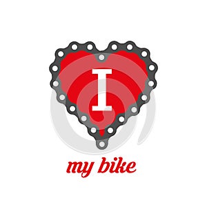 I Love My Bike Poster, Print or T-Shirt Design. Flat Vector Illustration