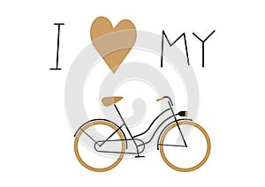 I love my bike text and bike vector icon