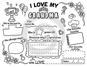 I love my Grandma. Kids printable cards.