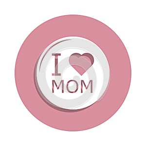 I love my mother in my heart icon in badge style. One of mother day collection icon can be used for UI, UX