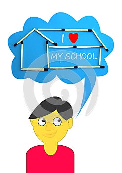 I Love my school. illustration.