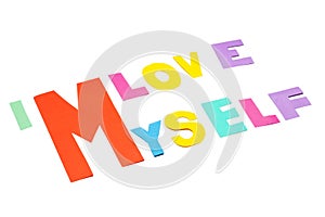 I love myself - white background.