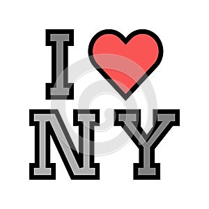 I love new york color icon vector illustration