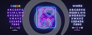 I Love New York Neon Sign. Retro new york neon, great design for any purposes. Template, background, banner, card