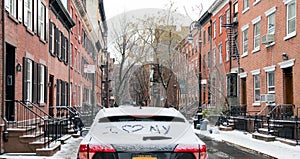 I love NY written in snow on a car parked in New York City