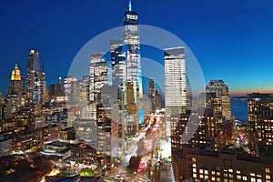 I love NYC. New York City famous top view. Night New York City from above. Night New York panorama, NYC skyline at