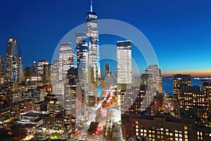 I love NYC. New York City famous top view. Night New York City from above. Night New York panorama, NYC skyline at