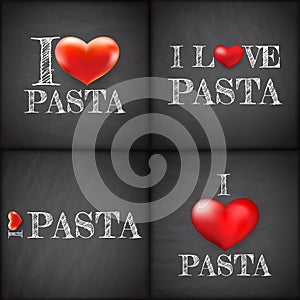 I love pasta Set handwritten. EPS 10