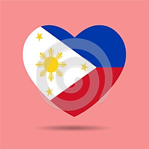 I love Philippines, Philippines flag heart vector illustration