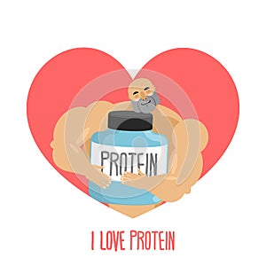 I love protein. Athlete and Sports Nutrition. Cute Bodybuilder.