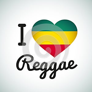I love Reggae Heart illustration, Jamaican music photo