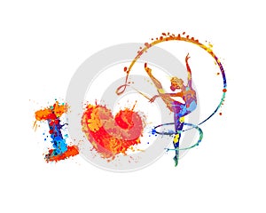 I love Rhythmic gymnastics. Symbol of splash paint