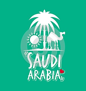 I Love Saudi Arabia in Green Color