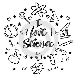 I love science hand lettering poster for shirt design.