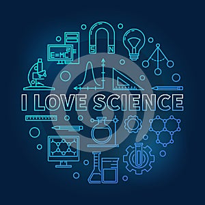 I love science vector blue round illustration in outline style