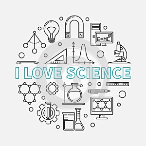 I love science vector round illustration in thin line style