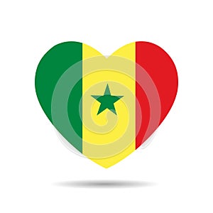 I love Senega, Senegal flag heart vector illustration isolated on white background