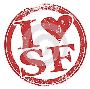 I Love SF San Francisco Round Red Stamp