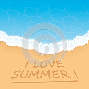 I love summer. Summer beach. Holiday background. Vector hand drawn illustration.