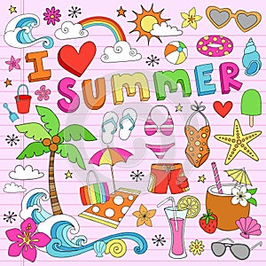 I Love Summer Vacation Notebook Doodles