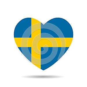 I love Sweden , Sweden flag heart vector illustration isolated on white background