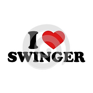 I love swinger with red heart on the white background. Isolated illustration