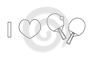 I love table tennis or ping pong vector line icon