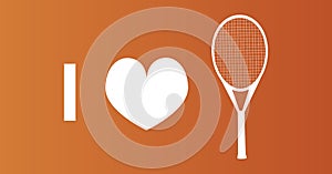 I love tennis vector white silhouette icon