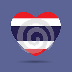 I love Thailand, Thailand flag heart vector illustration isolated on white background