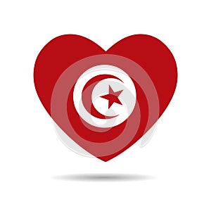 I love Tunisia, Tunisia flag heart vector illustration isolated on white background