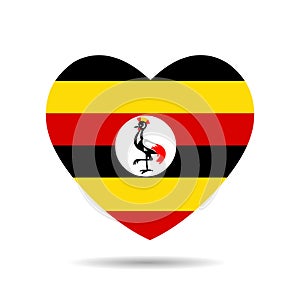 I love Uganda, Uganda flag heart vector illustration isolated on white background