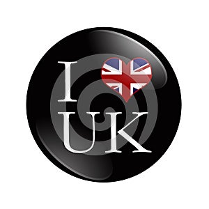 I Love UK button on white