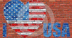 I love USA message on a brick wall