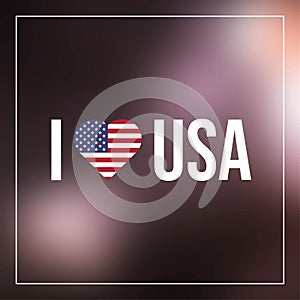 I Love USA text with heart flag photo