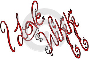 I Love Wikiki text illustration