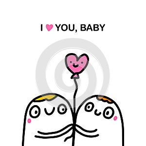 I love you baby hand drawn vector illustration in cartoon comic style couple cheerful dating