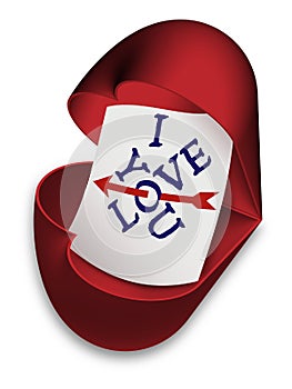I Love You - box as open heart with text