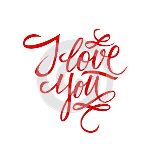 I Love You calligraphic lettering design card template. Creative typography for romantic greetings.