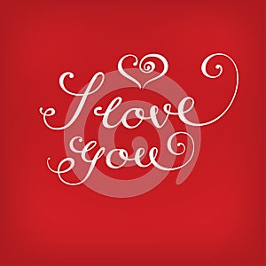 I love you calligraphy on red