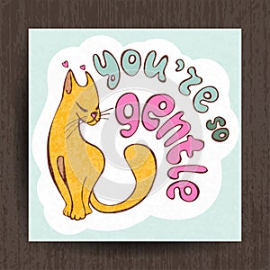 I love you card, greetings with cute animals, cartooning cat