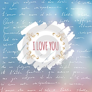 I Love You card with hand written text of poem by