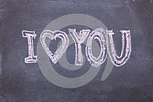 I love you. Chalk lettering on blackboard. Multi colored inscription