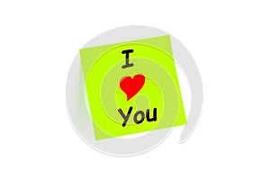 I Love You Concept On A Post-It Note