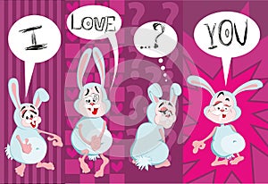 I love you. Enamored rabbit. Illustration