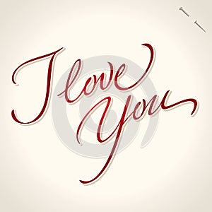 I Love You hand lettering (vector)